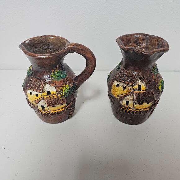 Set of 2 Handcrafted Guatamalan Vases with Three Dimensional Houses main image 4